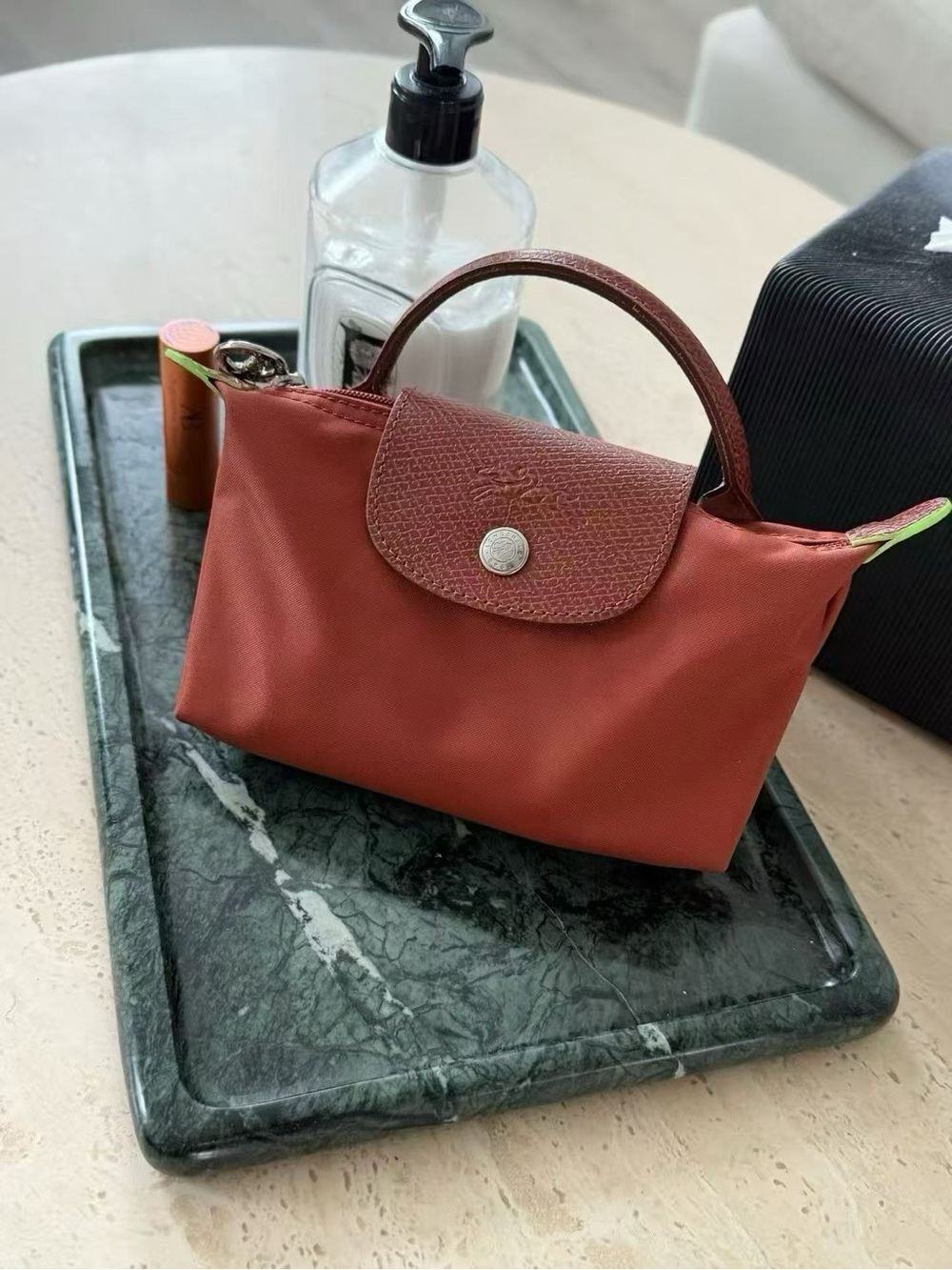 New Longchamp Le Pliage Recycled Canvas Cosmetics Case - Chestnut - Picture 8 of 11
